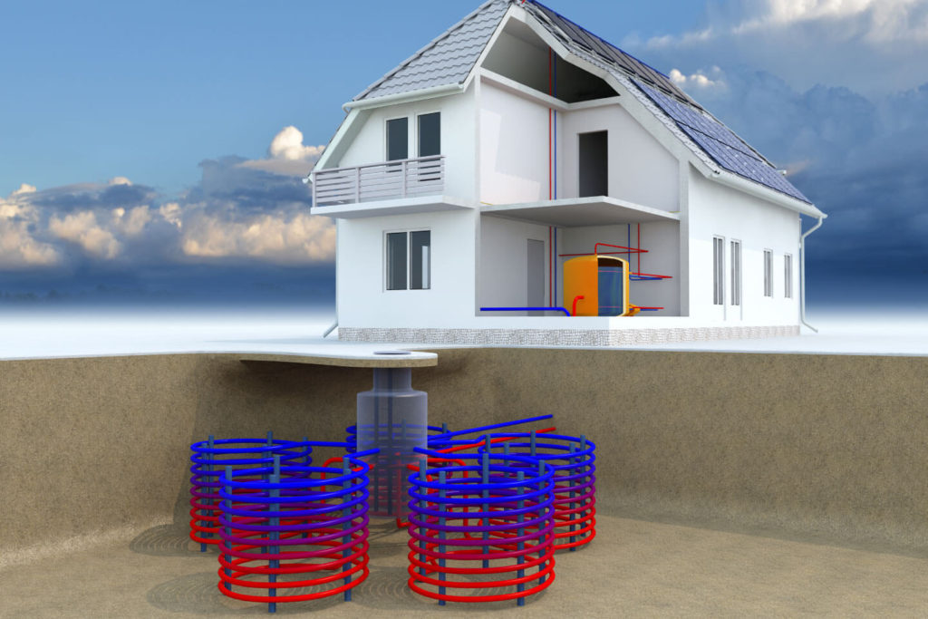 heating and cooling geothermal system diagram in belleville illinois