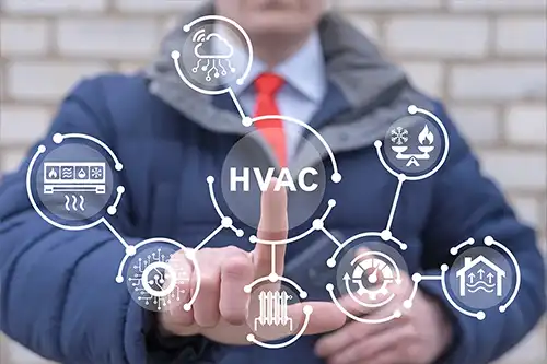 C&K HEATING & COOLING - A man using a virtual touchscreen to learn about HVAC systems in the Metro East Area of IL.
